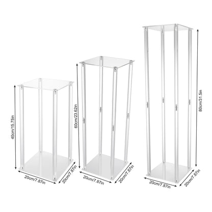 3 Pieces Acrylic Home decoration Vase Centerpiece Transparent Columns Flower.