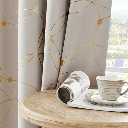2Pcs Golden Wave Blackout Curtains Thermal Insulated