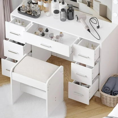 Vanity Table Set with Lighted Mirror,