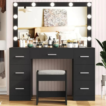 Vanity Table Set with Lighted Mirror,