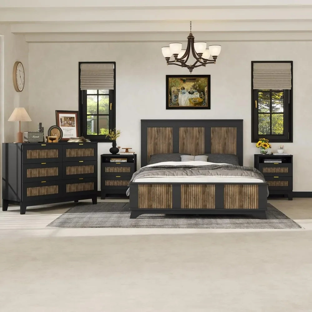 4 Piece Platform Bedroom Furniture Set