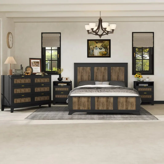 4 Piece Platform Bedroom Furniture Set