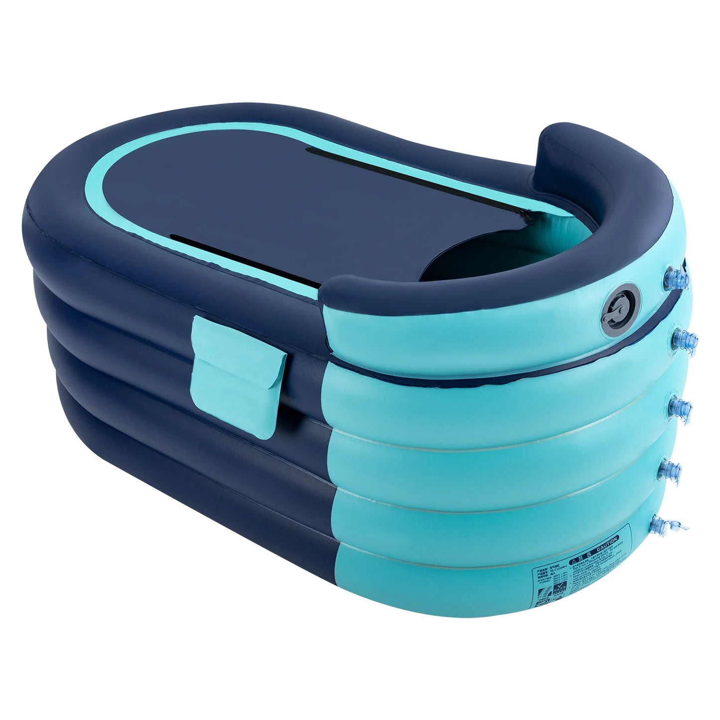 Inflatable adult bathtub with wireless electric air pump.