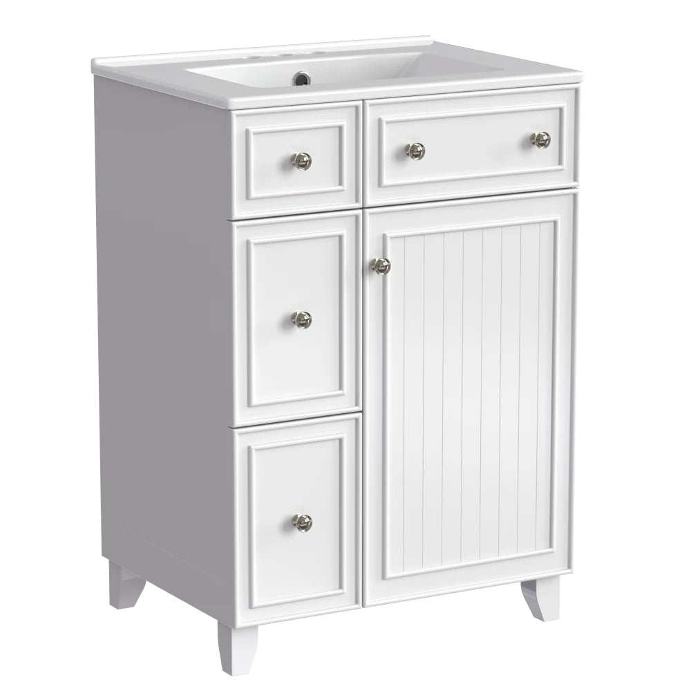 24-Inch Bathroom Vanity Cabinet with Ceramic Sink,