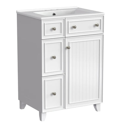 24-Inch Bathroom Vanity Cabinet with Ceramic Sink,