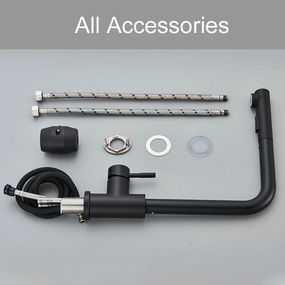 Matte Black Pull Out Kitchen Sink Faucet Two Model