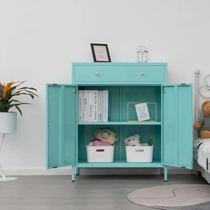 Metal Storage Cabinet with Drawer and Doors, and legs