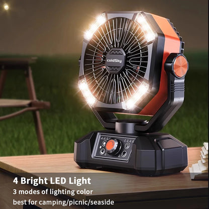 Camping Fan with 4 LED Lantern 8 Speeds Outdoor