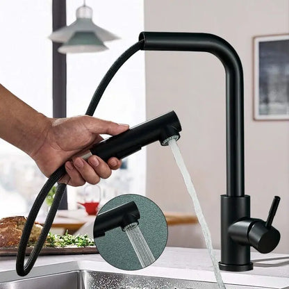 Matte Black Pull Out Kitchen Sink Faucet Two Model
